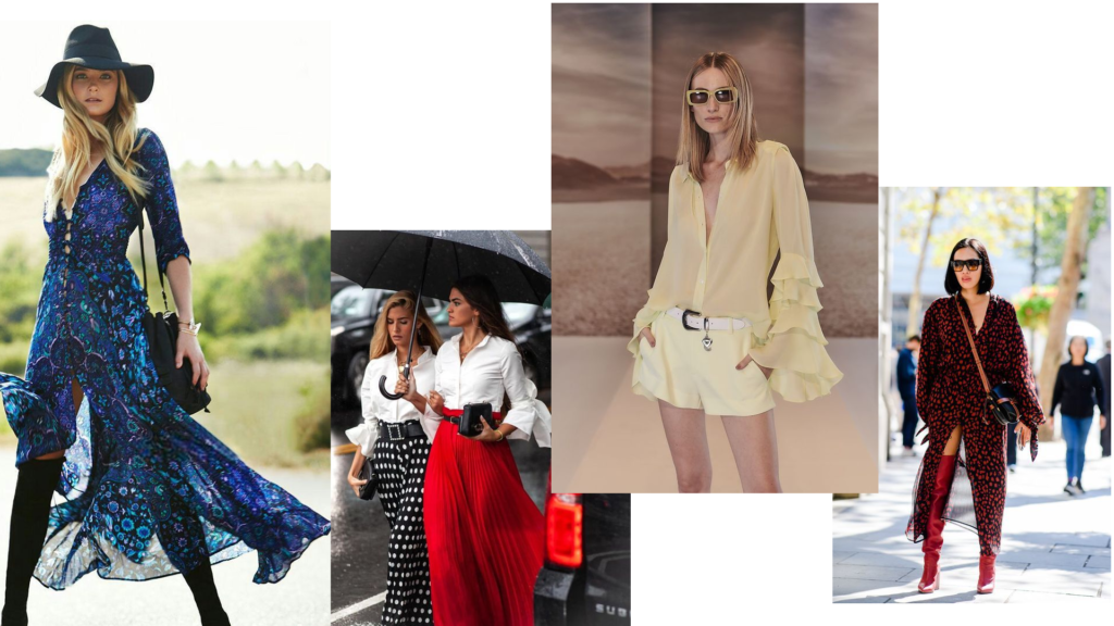 collage de ropa estilo romantico, uno de los 7 estilos universales de moda